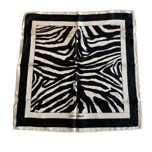 DOLCE & GABBANA Black & White Zebra Mini Scarf